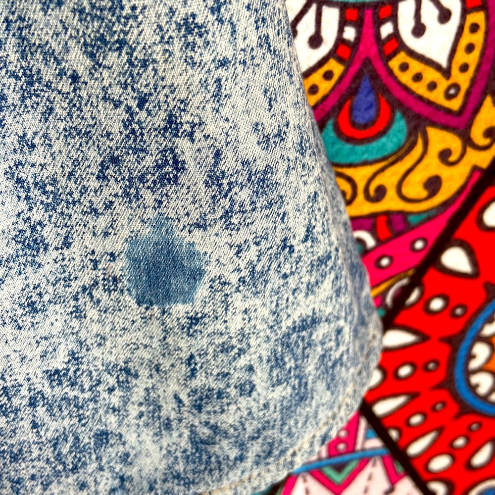 Vintage 1980s Acid Wash Denim A-Line Midi Skirt Sz 8 - Picture 7 of 8